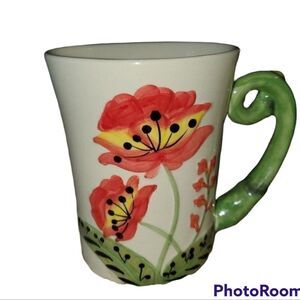 Pier 1 Imports floral Stoneware Coffee mug